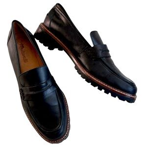 Madewell Black Leather Penny Loafers